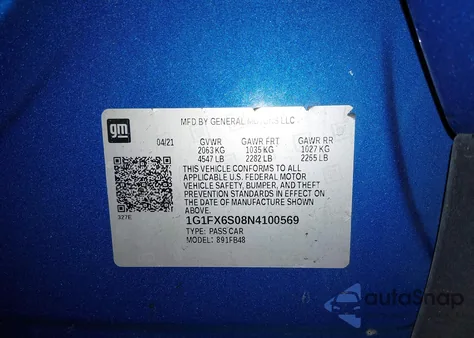 2022 Chevrolet Bolt Ev Fwd 2Lt z USA, uszkodzony, nr VIN 1G1FX6S08N4100569